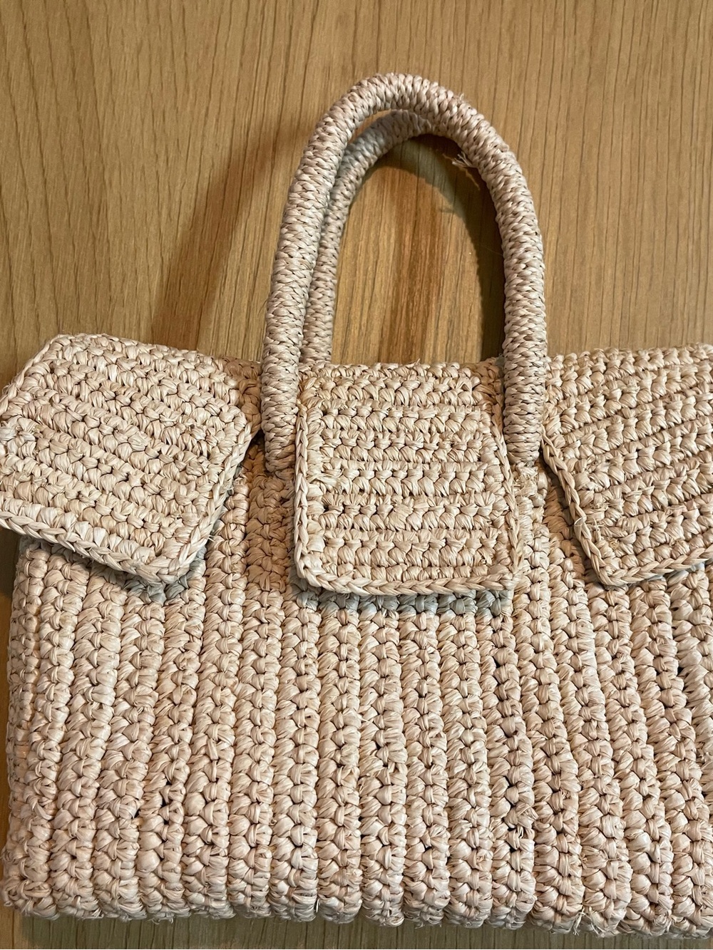 Natural Raffia Mini Tote Bag - Picture 3 of 8